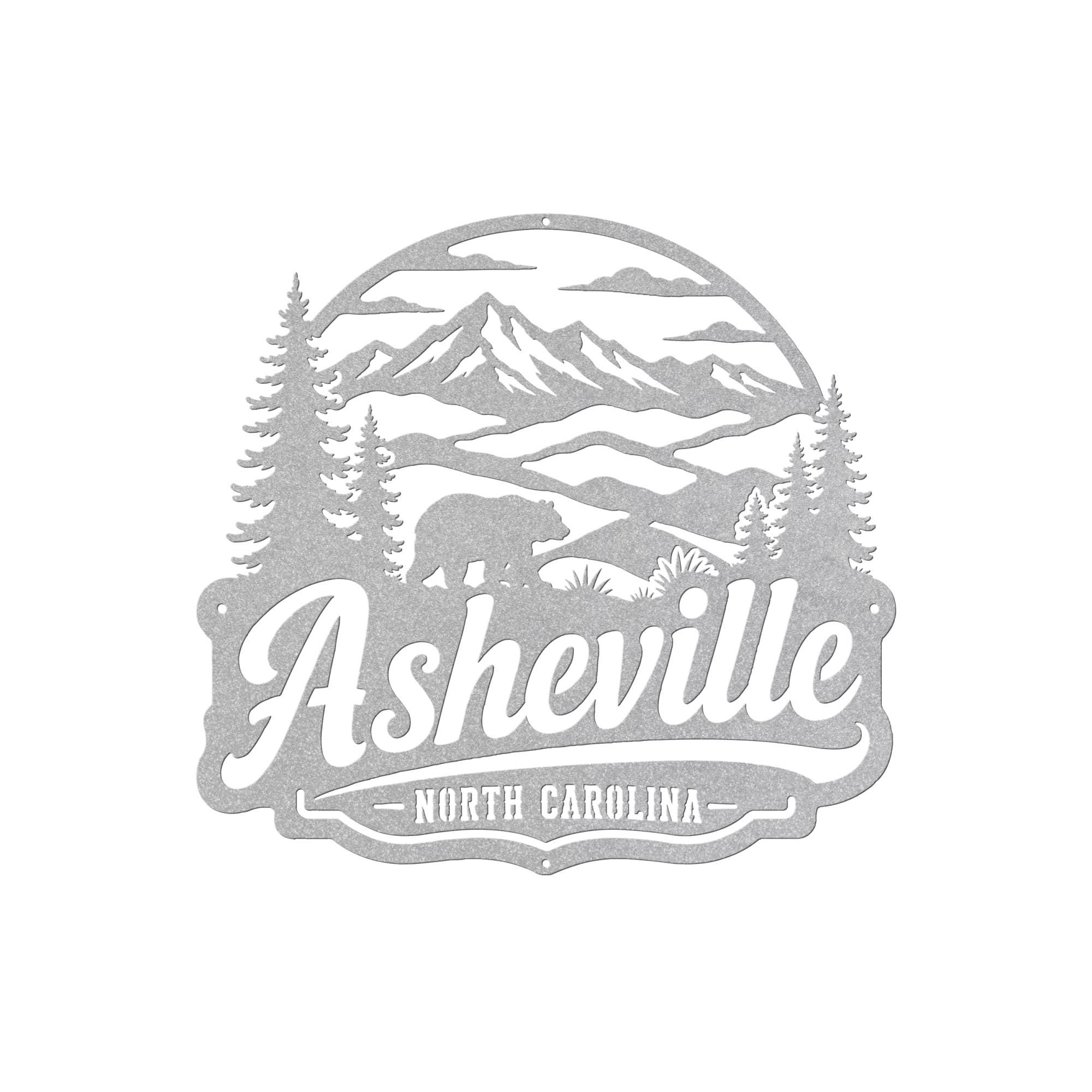 Asheville North Carolina Metal Sign, Blue Ridge Mountain Wall Decor, Black Bear Cabin Art, Rustic Appalachian Wildlife Housewarming Gift