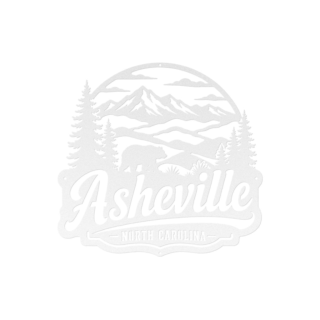 Asheville North Carolina Metal Sign, Blue Ridge Mountain Wall Decor, Black Bear Cabin Art, Rustic Appalachian Wildlife Housewarming Gift