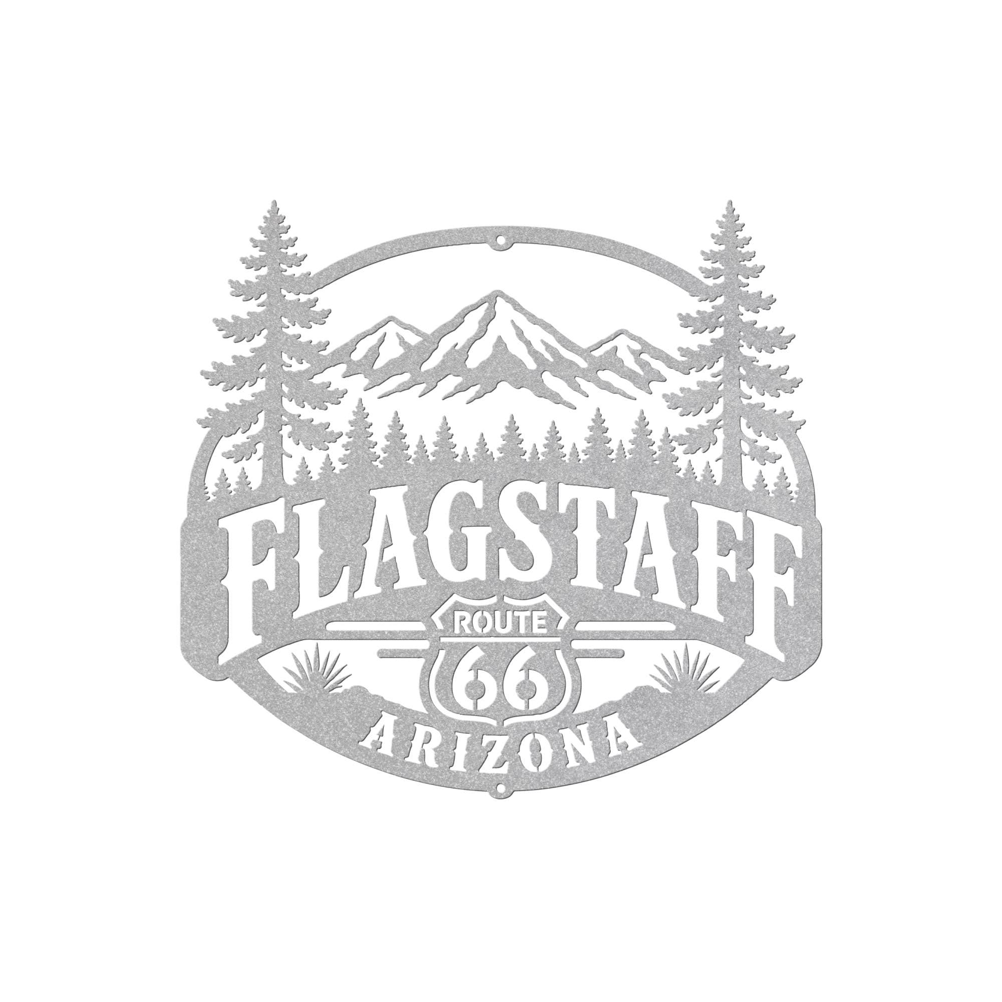 Flagstaff Arizona Metal Sign, Historic Route 66 Wall Decor, San Francisco Peaks Art, Rustic Mountain Cabin Gift, Ponderosa Pine Home Accent