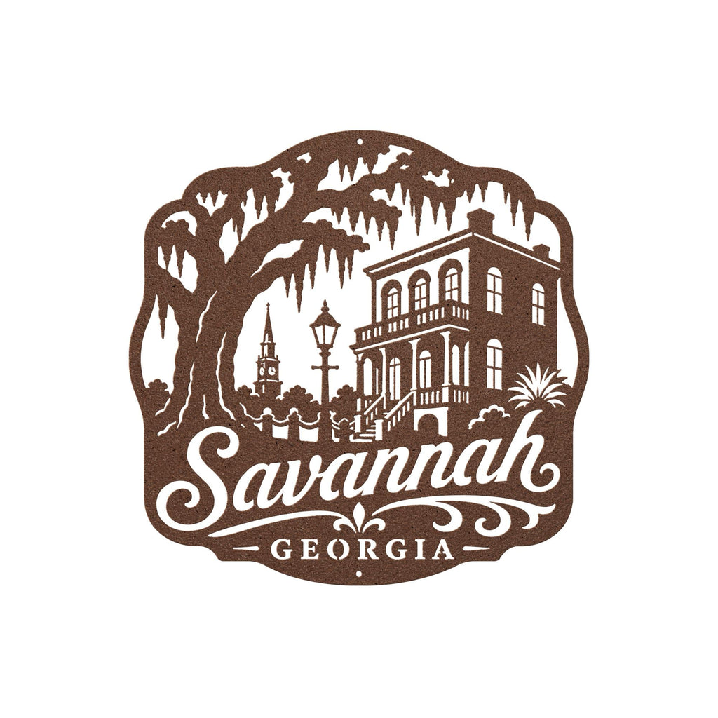 Savannah Georgia Metal Sign, Historic District Wall Decor, Spanish Moss Live Oak Art, Southern Architecture Gift, Lowcountry Home Accent