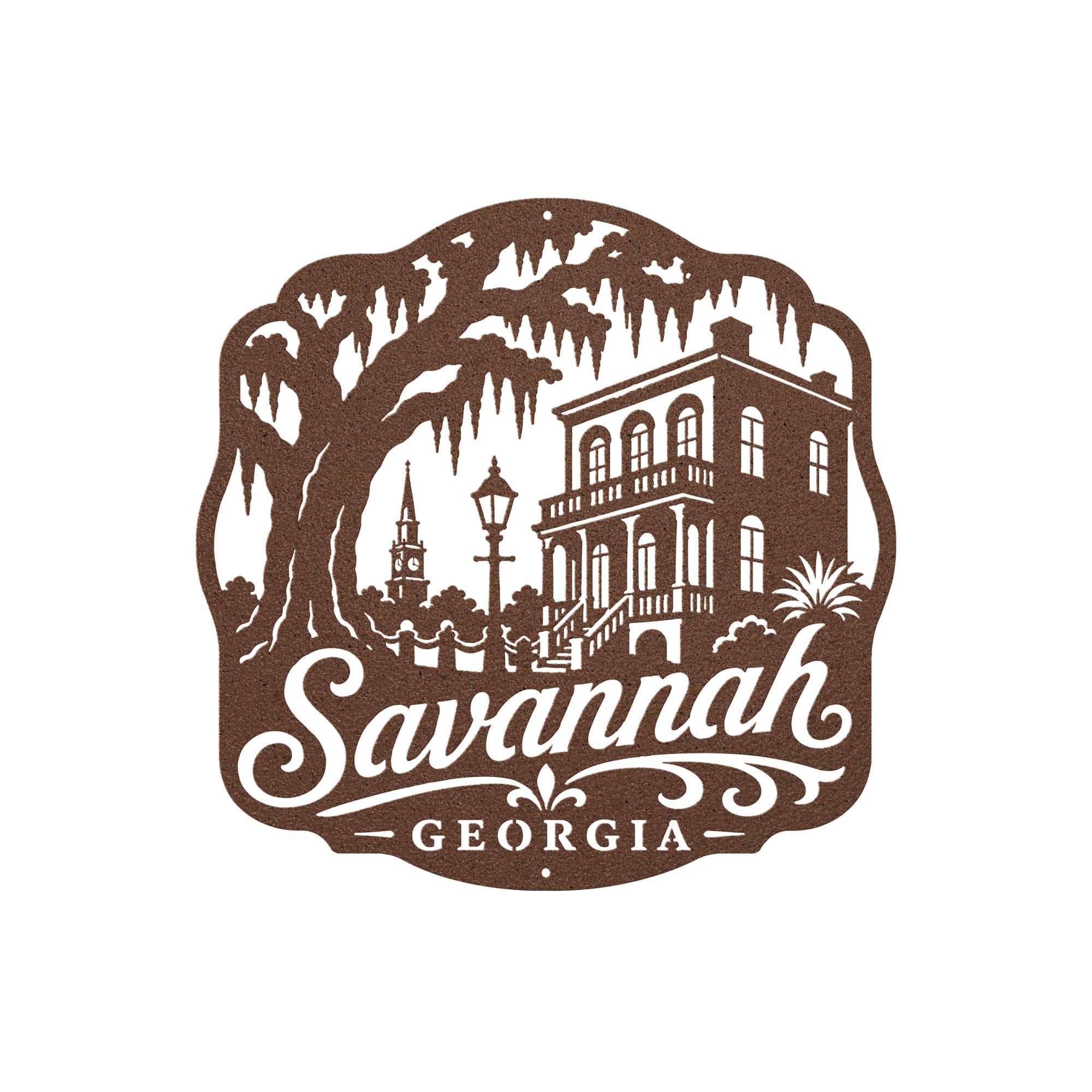 Savannah Georgia Metal Sign, Historic District Wall Decor, Spanish Moss Live Oak Art, Southern Architecture Gift, Lowcountry Home Accent