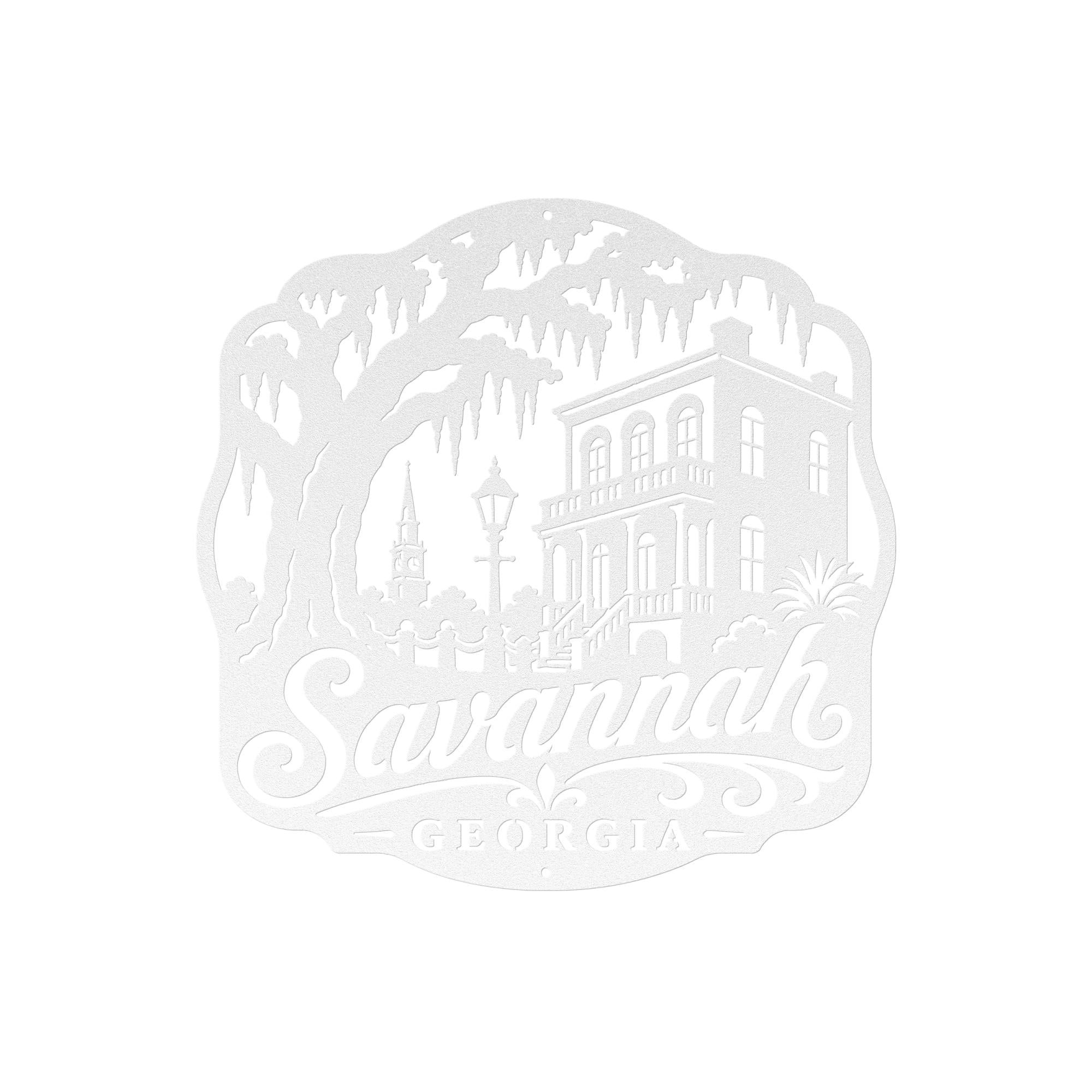 Savannah Georgia Metal Sign, Historic District Wall Decor, Spanish Moss Live Oak Art, Southern Architecture Gift, Lowcountry Home Accent