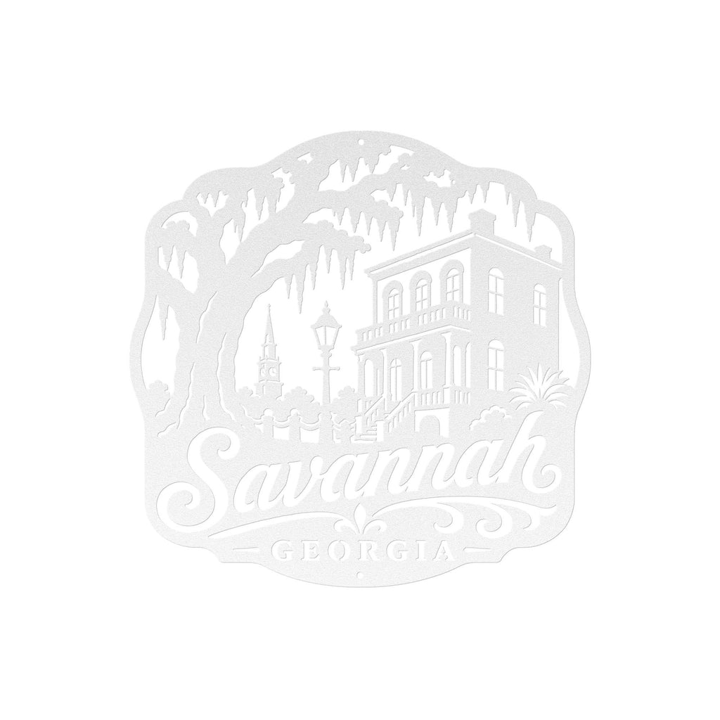 Savannah Georgia Metal Sign, Historic District Wall Decor, Spanish Moss Live Oak Art, Southern Architecture Gift, Lowcountry Home Accent