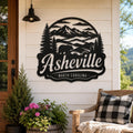 Asheville North Carolina Metal Sign, Blue Ridge Mountain Wall Decor, Black Bear Cabin Art, Rustic Appalachian Wildlife Housewarming Gift