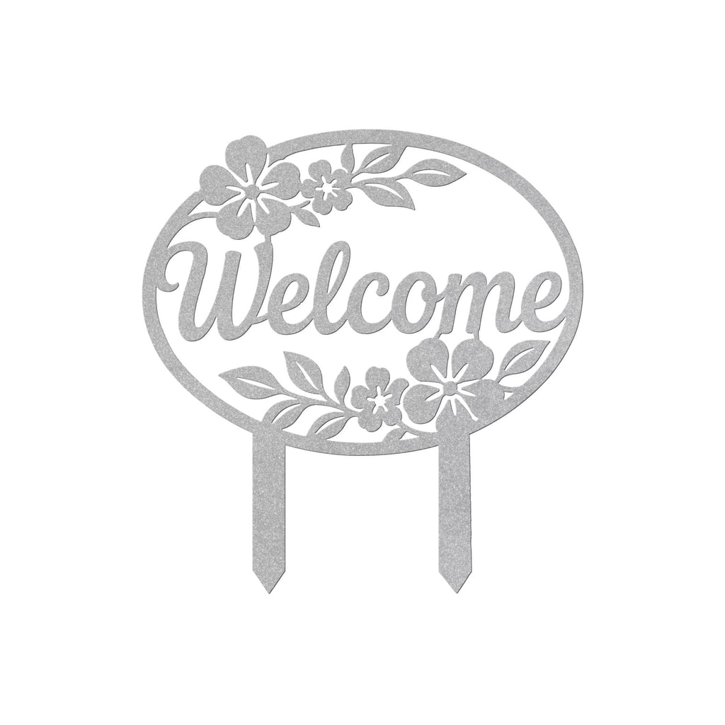 Floral Welcome Garden Stake, Metal Yard Sign, Outdoor Flower Bed Decor, Farmhouse Porch Accent, Entryway Lawn Ornament, Housewarming Gift
