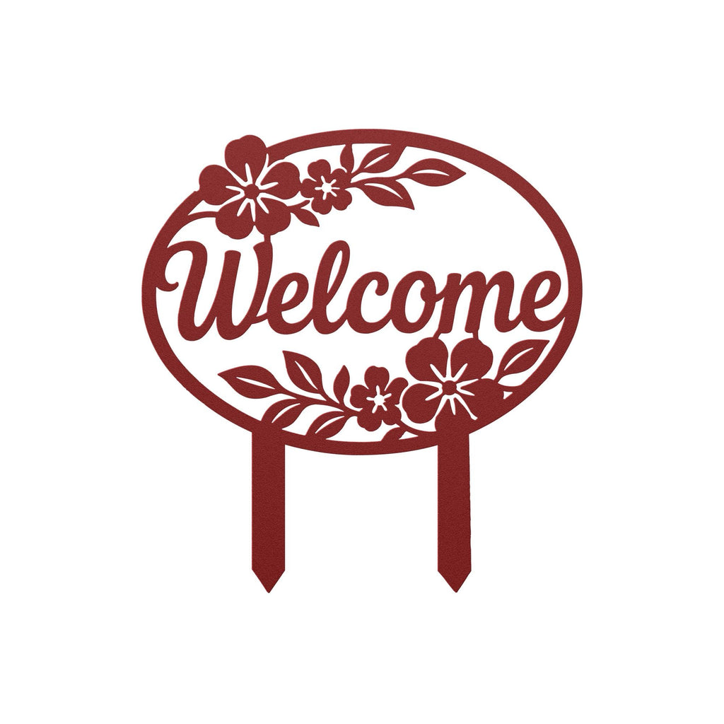 Floral Welcome Garden Stake, Metal Yard Sign, Outdoor Flower Bed Decor, Farmhouse Porch Accent, Entryway Lawn Ornament, Housewarming Gift