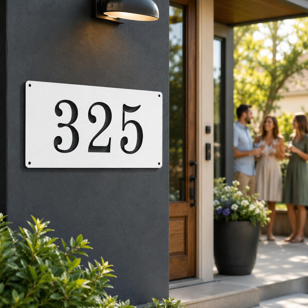 Metal Address Plaque, Custom House Number Sign, Personalized Outdoor Entry Marker, Modern Steel Door Plate, Housewarming Gift, Curb Decor