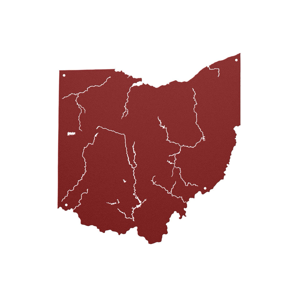 Ohio Map Metal Wall Art, Rivers And Waterways Sign, Lake House Decor, Die Cut Steel Geography Lover Gift, Midwest Home Accent, Entryway
