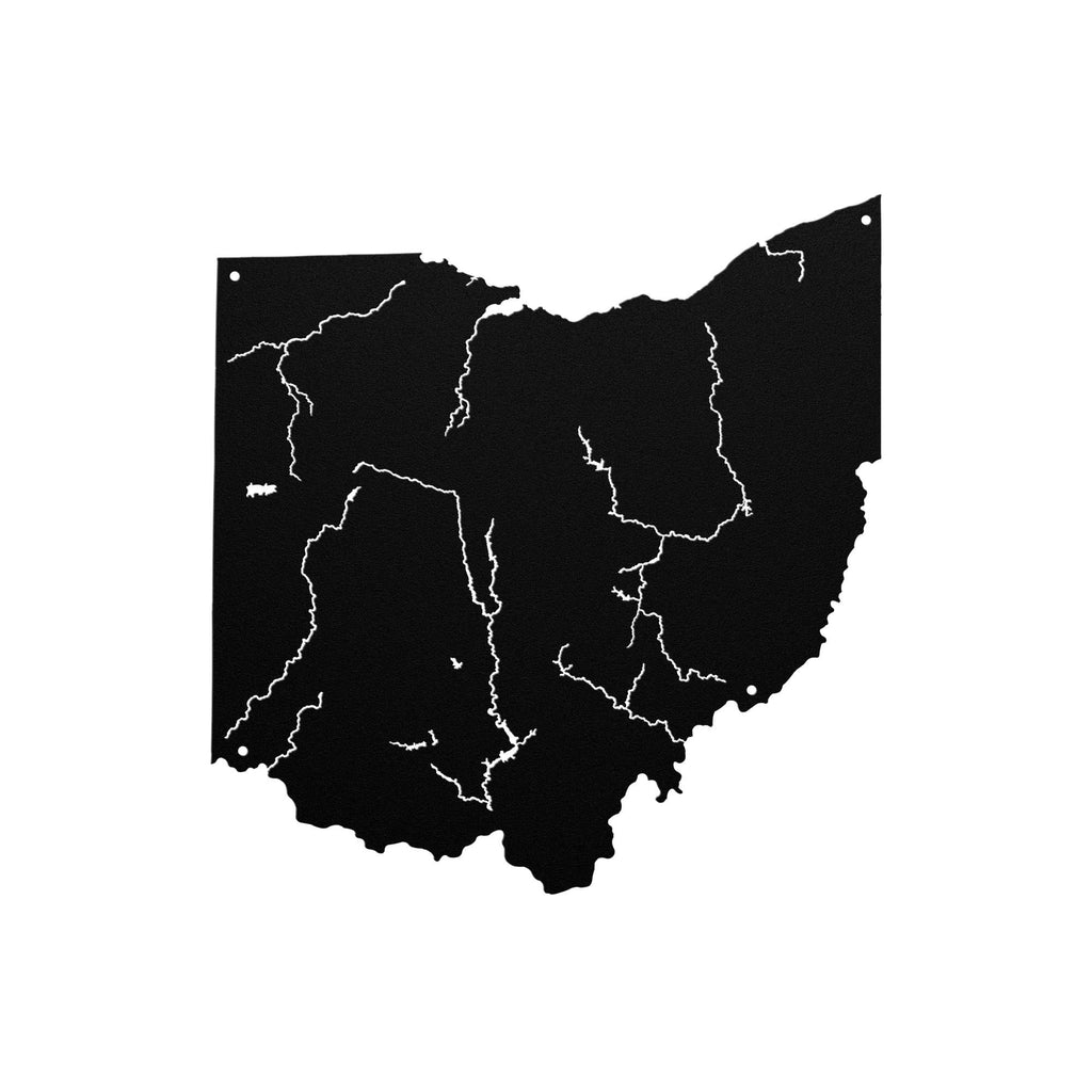 Ohio Map Metal Wall Art, Rivers And Waterways Sign, Lake House Decor, Die Cut Steel Geography Lover Gift, Midwest Home Accent, Entryway