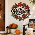 Fall Welcome Metal Sign, Autumn Maple Leaf Wall Decor, Seasonal Front Porch Accent, Rustic Entryway Art, Warm Harvest Housewarming Gift