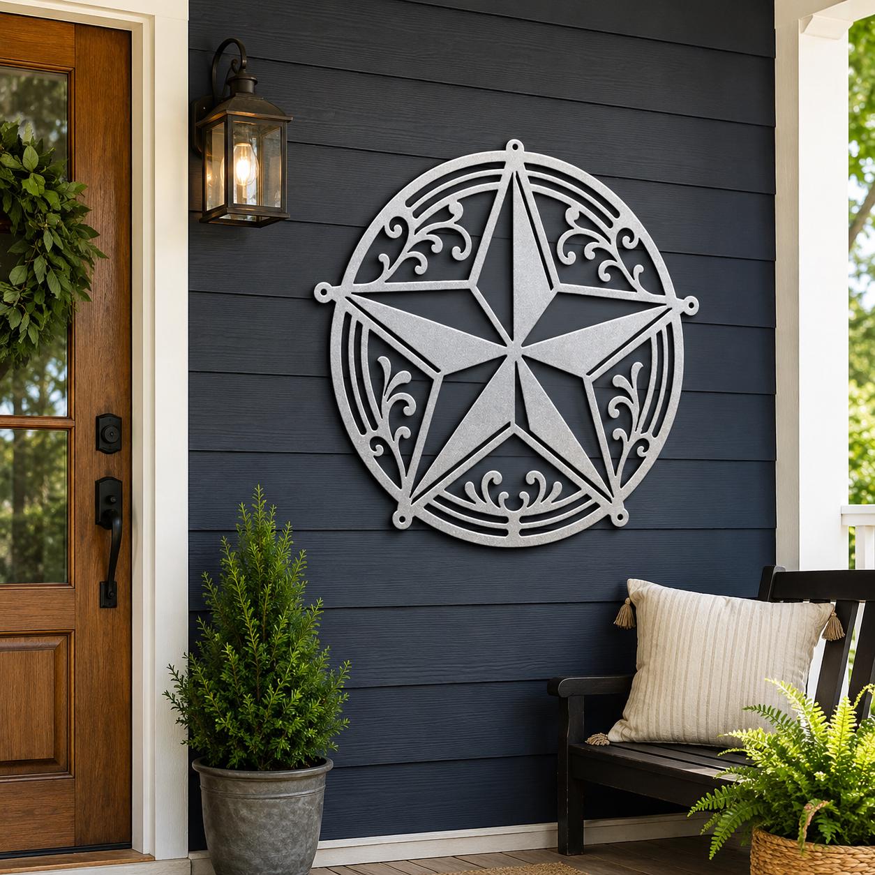 Metal Barn Star Wall Decor, Rustic Farmhouse Outdoor Art, Western Porch Ornament, Country Housewarming Gift, Decorative Exterior Home Accent