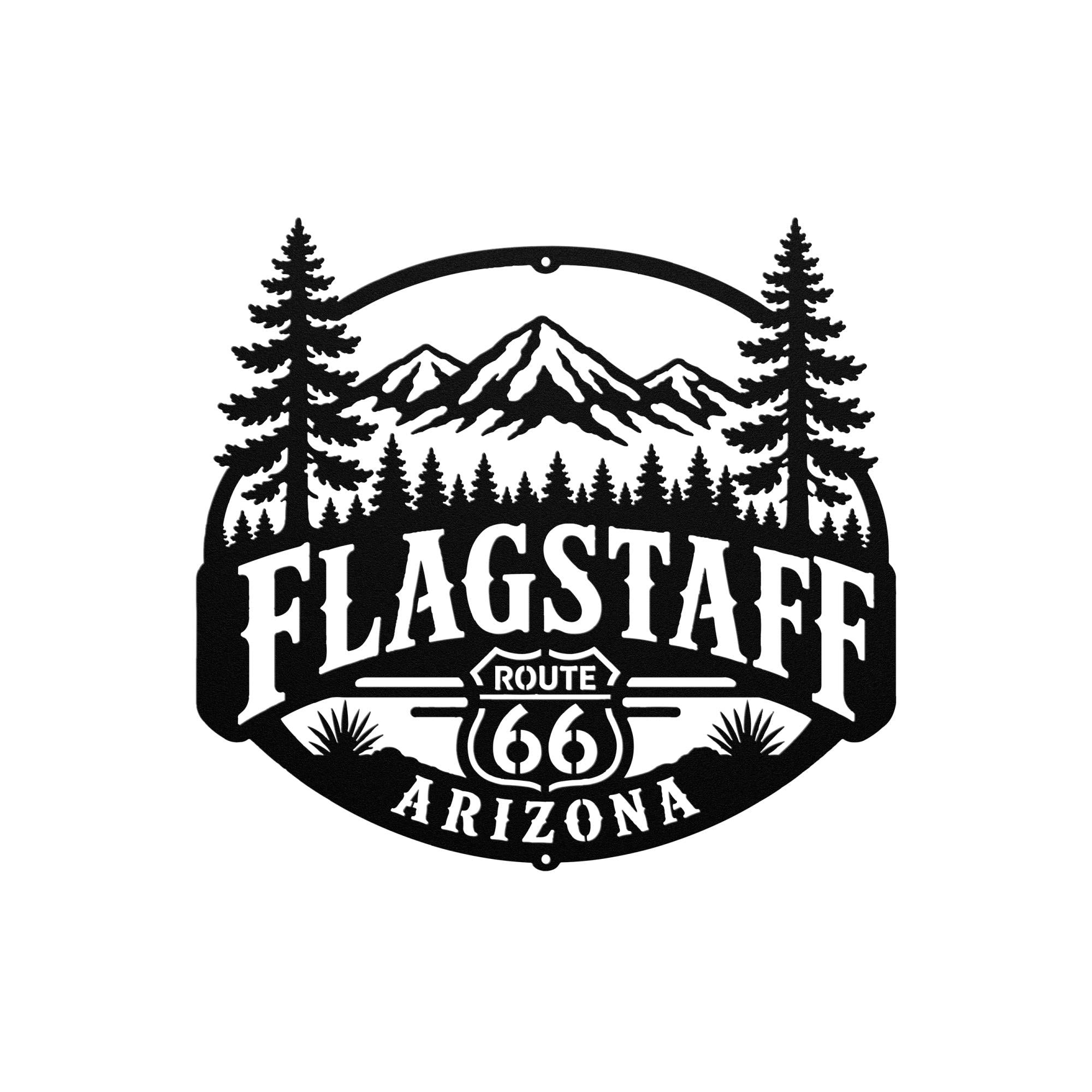 Flagstaff Arizona Metal Sign, Historic Route 66 Wall Decor, San Francisco Peaks Art, Rustic Mountain Cabin Gift, Ponderosa Pine Home Accent