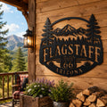 Flagstaff Arizona Metal Sign, Historic Route 66 Wall Decor, San Francisco Peaks Art, Rustic Mountain Cabin Gift, Ponderosa Pine Home Accent