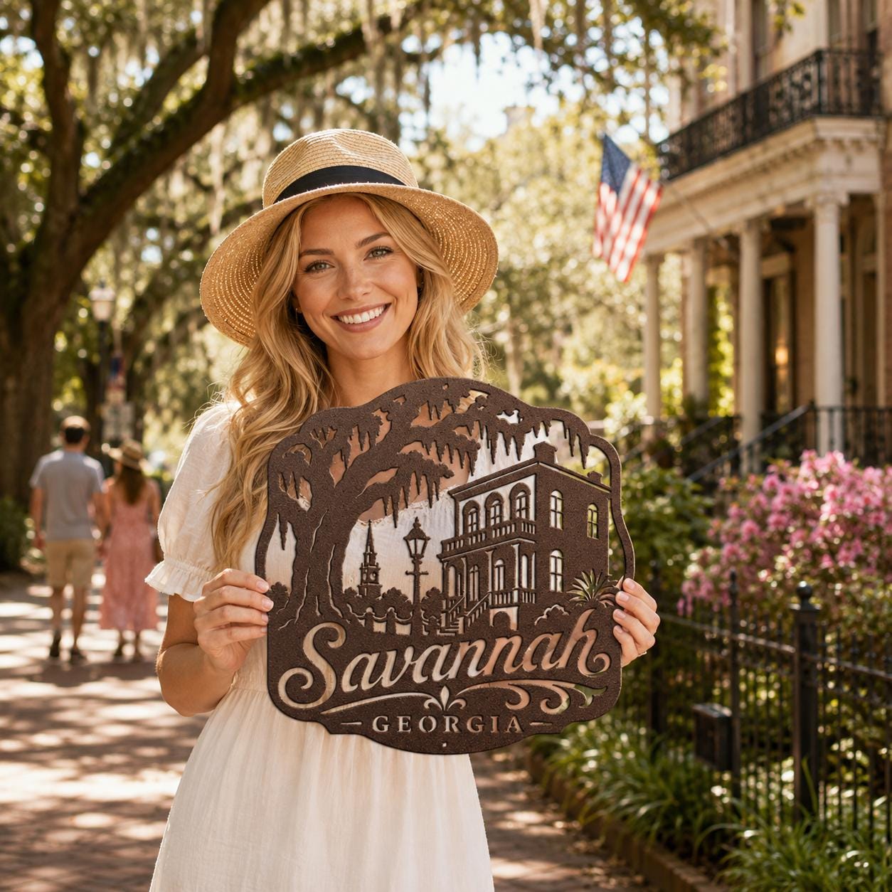 Savannah Georgia Metal Sign, Historic District Wall Decor, Spanish Moss Live Oak Art, Southern Architecture Gift, Lowcountry Home Accent