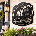Savannah Georgia Metal Sign, Historic District Wall Decor, Spanish Moss Live Oak Art, Southern Architecture Gift, Lowcountry Home Accent