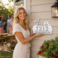 Personalized Farmhouse Address Sign, Rustic Barn House Number Plaque, Custom Wheat Street Name Display, Outdoor Steel Country Entry Decor