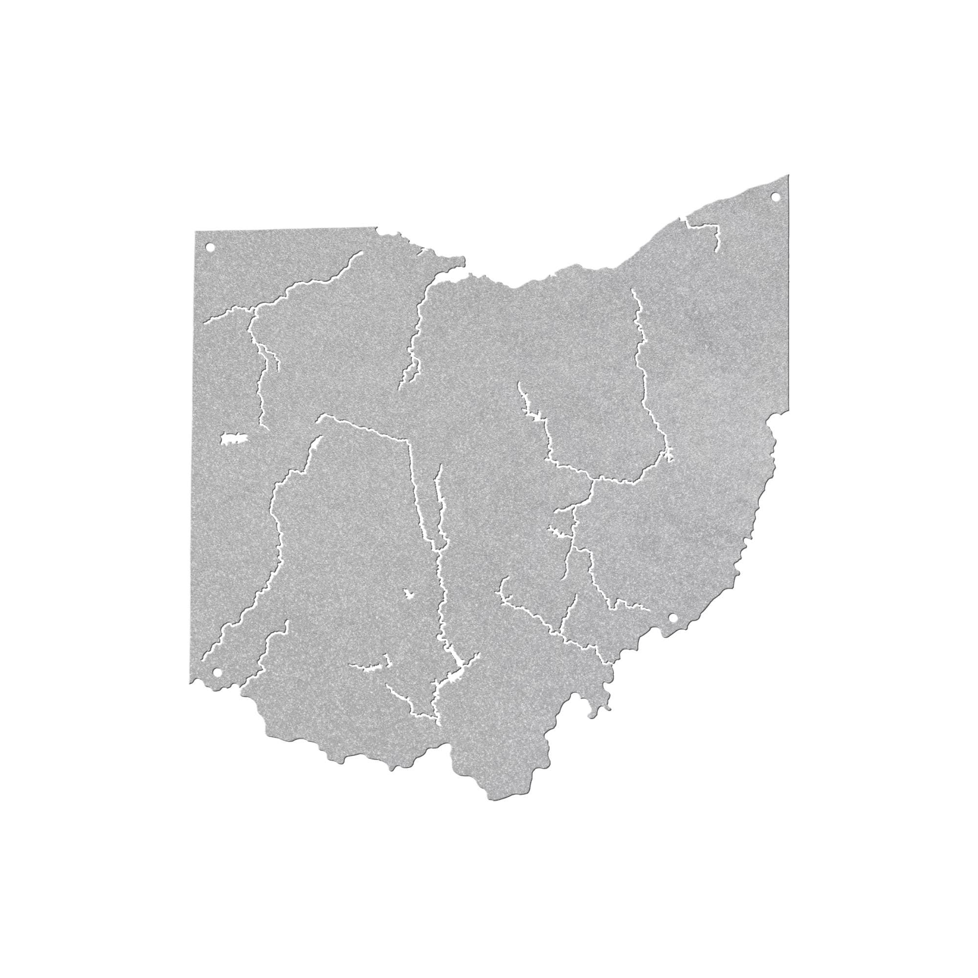 Ohio Map Metal Wall Art, Rivers And Waterways Sign, Lake House Decor, Die Cut Steel Geography Lover Gift, Midwest Home Accent, Entryway