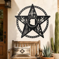 Arizona Metal Wall Art, Saguaro Cactus Star Sign, Rustic Sonoran Steel Decor, Western Ranch Accent, Braided Rope Outdoor Patio Hanging