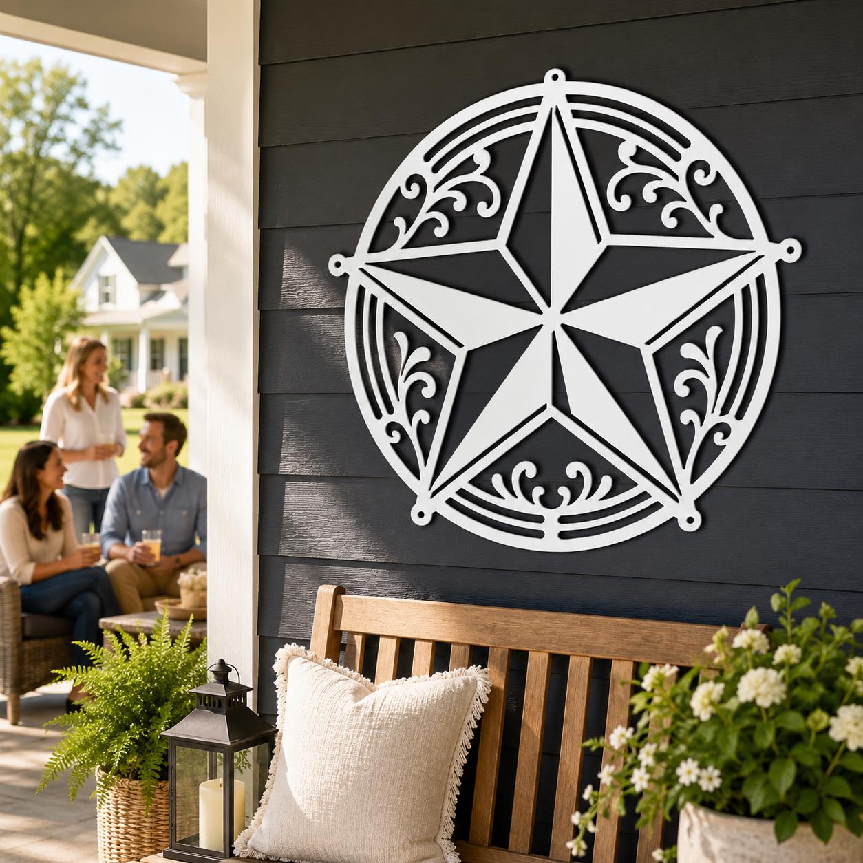 Metal Barn Star Wall Decor, Rustic Farmhouse Outdoor Art, Western Porch Ornament, Country Housewarming Gift, Decorative Exterior Home Accent