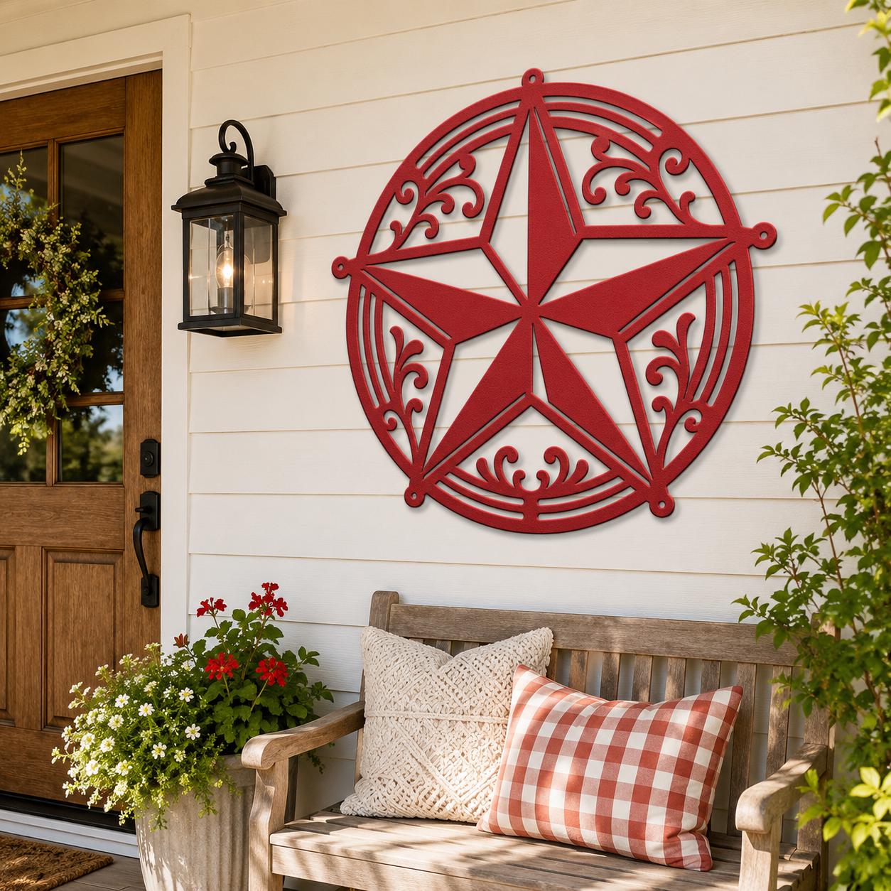 Metal Barn Star Wall Decor, Rustic Farmhouse Outdoor Art, Western Porch Ornament, Country Housewarming Gift, Decorative Exterior Home Accent